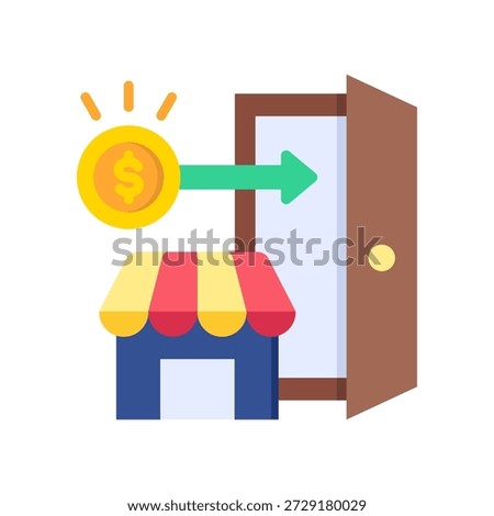 Market Entry Icon Flat Vector Illustration
