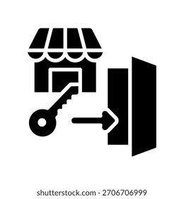 Ilustración vectorial de glifo de icono de entrada de mercado