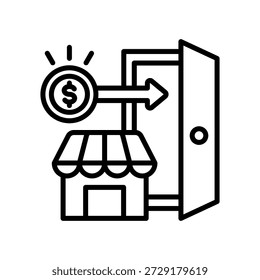 Ilustração vetorial de linha de ícone de entrada de mercado