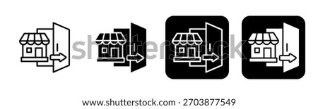 Market Entry Strategy Icon Line and Black Fill Style Collection