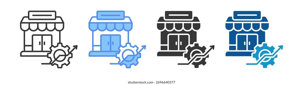 Conjunto de iconos de estrategia de entrada de mercado Colección de estilos múltiples