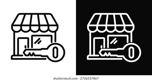 Markteintrittsstrategie Symbol weißer und schwarzer Hintergrund Stil