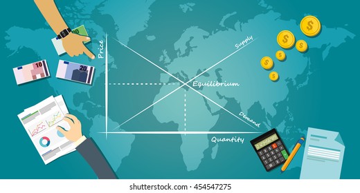 Market Equilibrium Economy Balance Concept Economic Theory Chart Illustration