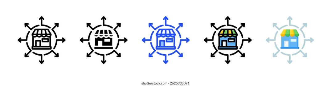 Market Expansion Icon Collection With Multiple Styles