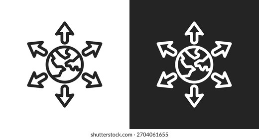 Market Expansion Icon In Line Version On Black And White Background
