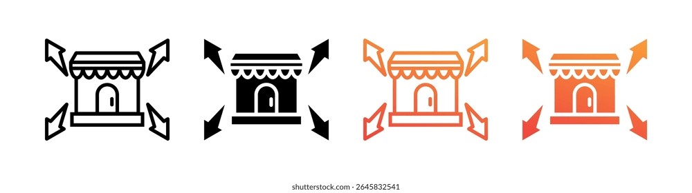 Market Expansion Multi Style Icon Set Vector