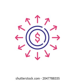 Market Expansion vector 2 colour icon style illustration. EPS 10 file