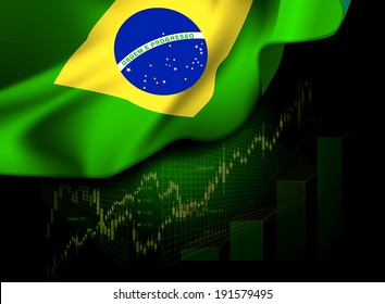 Market Financial Data with flag of Brazil. Vector illustration