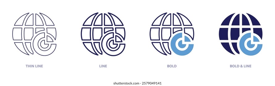 Market fit icon in 4 different styles. Thin Line, Line, Bold, and Bold Line. Duotone style. Editable stroke.