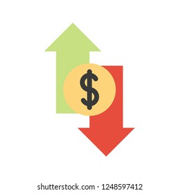 market flow or stock exchange dollar profit or loss business flat design icon. svg