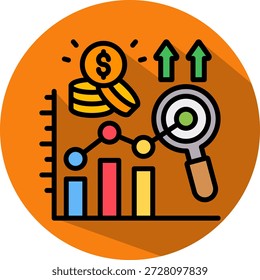 Ilustración vectorial isométrica de icono de pronóstico de mercado