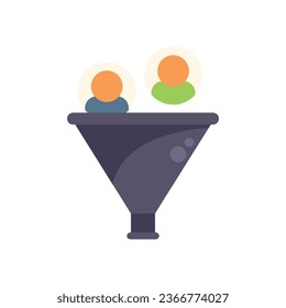Market funnel icon flat vector. Customer target. People share isolated