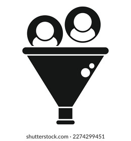 Icono de embudo de mercado simple vector. Destino del cliente. La gente comparte