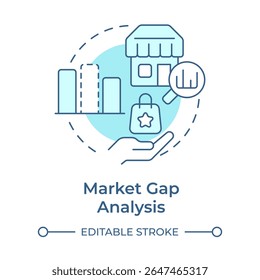 Market gap analysis soft blue concept icon. Identify unmet customer needs. Opportunities for new products. Round shape line illustration. Abstract idea. Graphic design. Easy to use in blog post