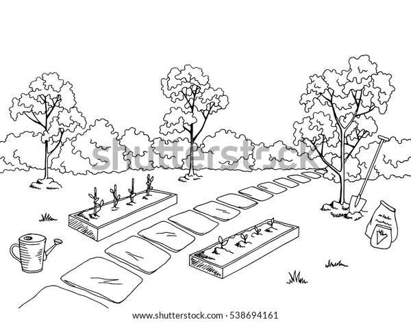 Graphique De Jardin De Marche Dessin Image Vectorielle De Stock Libre De Droits