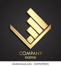 market graph 3d gold stylized logo design