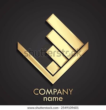 market graph 3d gold stylized logo design