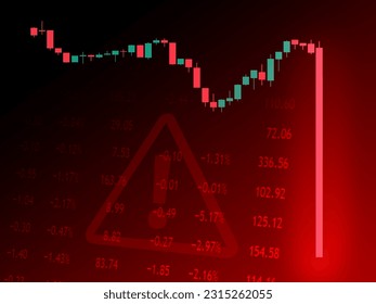 Market graph of candlestick with shining bearish marubozu candle. Trading screen background. Negative price changes quotation. The concept of weakening prices in financial markets.