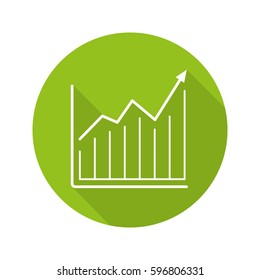 Market growth chart. Flat linear long shadow icon. Diagram. Business statistics graph. Vector line symbol