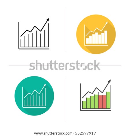 Market growth chart icon. Flat design, linear and color styles. Diagram. Business statistics graph. Isolated vector illustrations