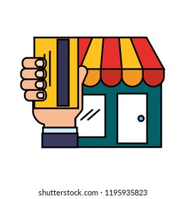 market hand with credit card online shopping
