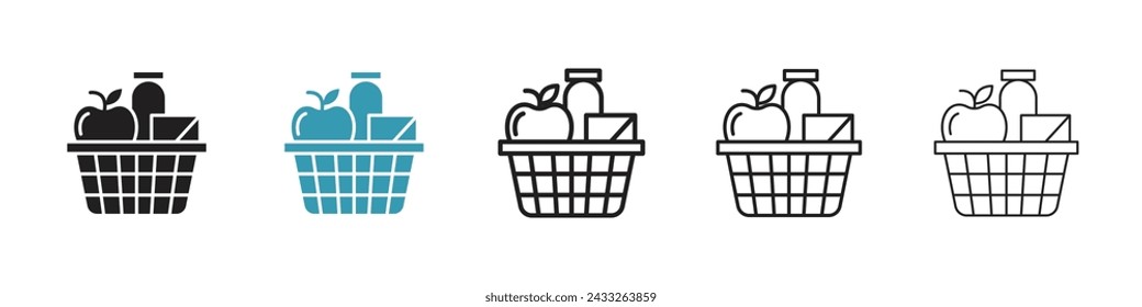 Conjunto de iconos vectoriales de Market Haul. Símbolo vectorial de selección de comestibles para diseño de interfaz de usuario.