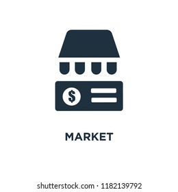 Market icon. Black filled vector illustration. Market symbol on white background. Can be used in web and mobile.