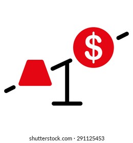 Market icon from Commerce Set. Vector style: bicolor flat symbol, intensive red and black colors, rounded angles, white background.