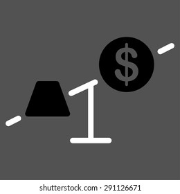 Market icon from Commerce Set. Vector style: bicolor flat symbol, black and white colors, rounded angles, gray background.