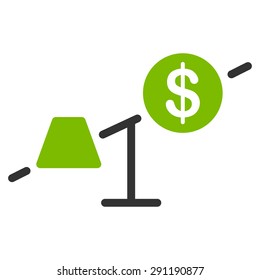 Market icon from Commerce Set. Vector style: bicolor flat symbol, eco green and gray colors, rounded angles, white background.