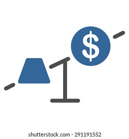 Market icon from Commerce Set. Vector style: bicolor flat symbol, cobalt and gray colors, rounded angles, white background.