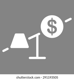 Market icon from Commerce Set. Vector style: flat symbol, white color, rounded angles, gray background.