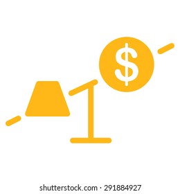 Market icon from Commerce Set. Vector style: flat symbol, yellow color, rounded angles, white background.