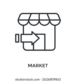 Estilo de contorno de icono de mercado. Ilustración vectorial Para El Diseño gráfico