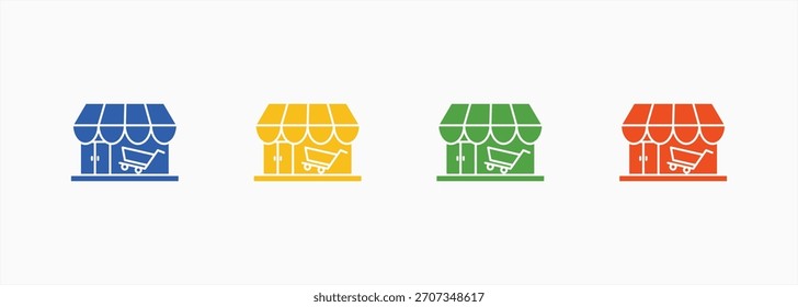 Elemento múltiple de la Colección del estilo del color del conjunto del icono del mercado para el diseño