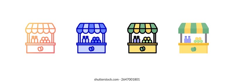 Conjunto de iconos de mercado colección de estilo múltiple