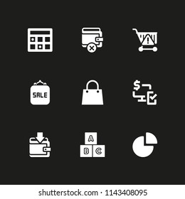 market icon set. transaction, for sale and pie chart vector icon for graphic design and web