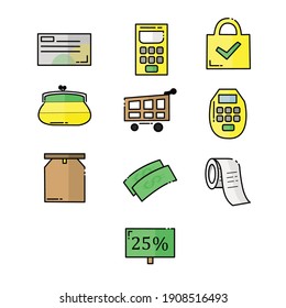 Marktsymbol-Set, normalerweise findet sich dieser Artikel in Supermärkten