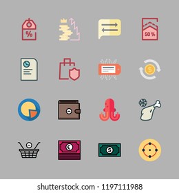 market icon set. vector set about discount, tag, pie chart and wallet icons set.