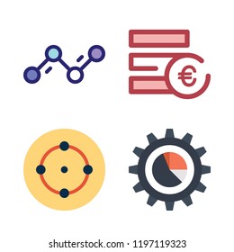 market icon set. vector set about line chart, analytics, euro and target icons set.