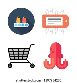 market icon set. vector set about tag, supermarket, octopus and shopping cart icons set.