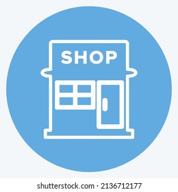 Market Icon in trendy blue eyes style isolated on soft blue background