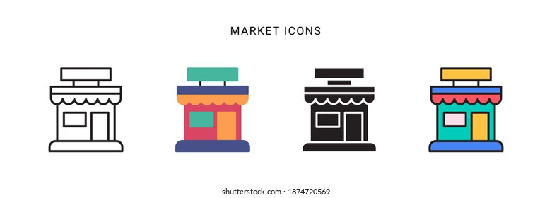vector de icono de mercado con un diseño de estilo diferente. aislado en fondo blanco