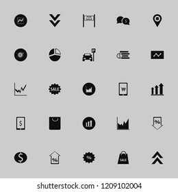 market icon. market vector icons set mobile shopping, dollar coins, sale sign and dollar coin
