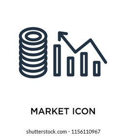 Market icon vector isolated on white background, Market transparent sign , thin symbol or stroke element design in outline style