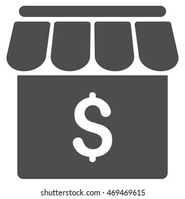 Market icon. Vector style is flat iconic symbol with rounded angles, gray color, white background.