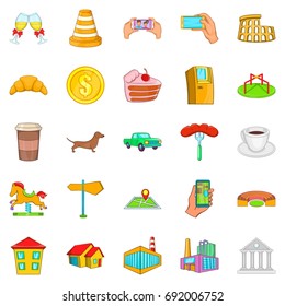 Market icons set. Cartoon set of 25 market vector icons for web isolated on white background