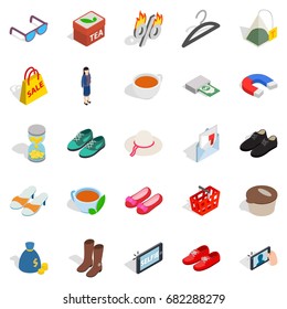 Market icons set. Isometric set of 25 market vector icons for web isolated on white background