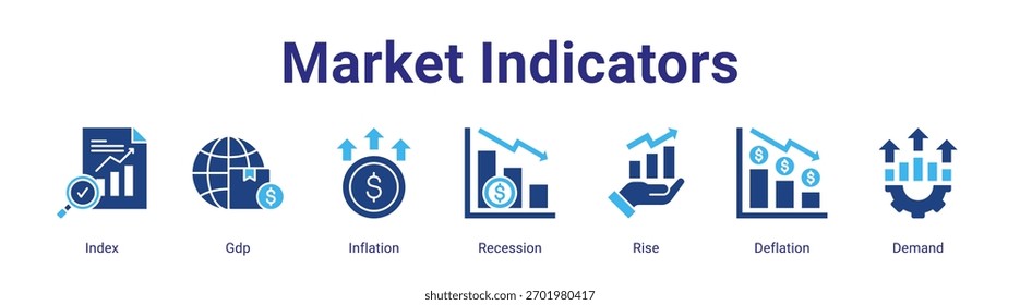 Indicadores de mercado Web Anuncio icono elemento para el diseño en una colección