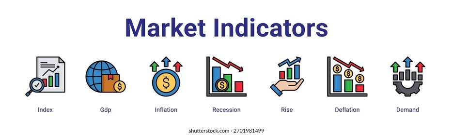 Market Indicators web banner icon element for design in a collection